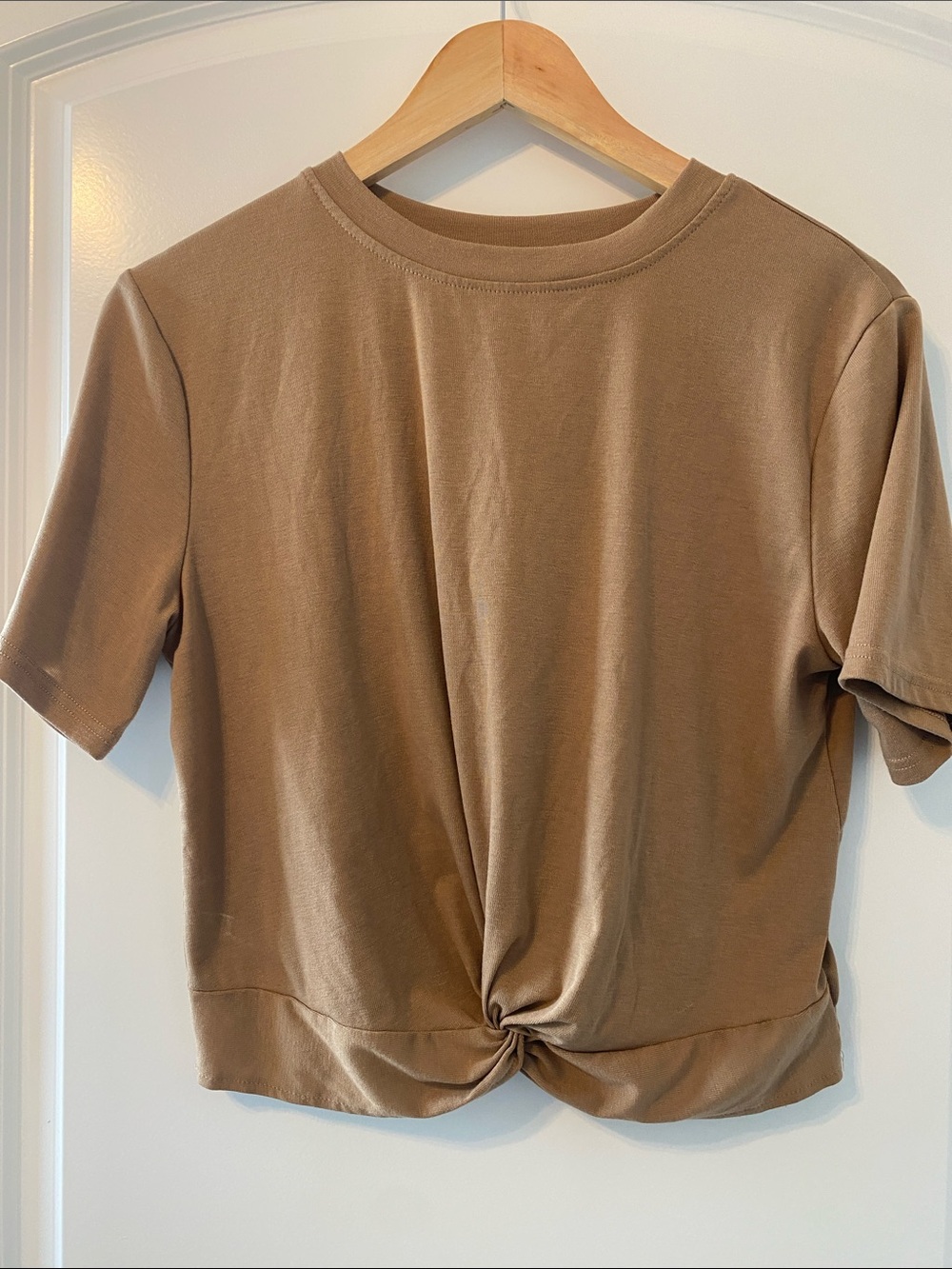 Women’s Knot-Front Short Sleeve Top - Brown